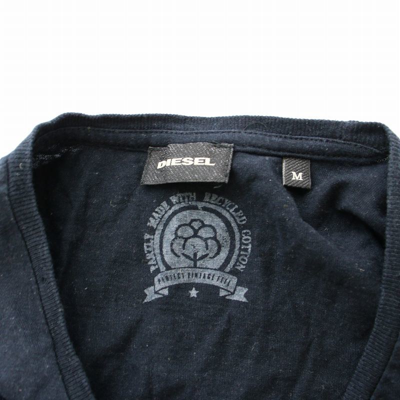  diesel DIESEL T-shirt cut and sewn short sleeves damage processing Smile zipper M navy navy blue #GY08 /MW lady's 