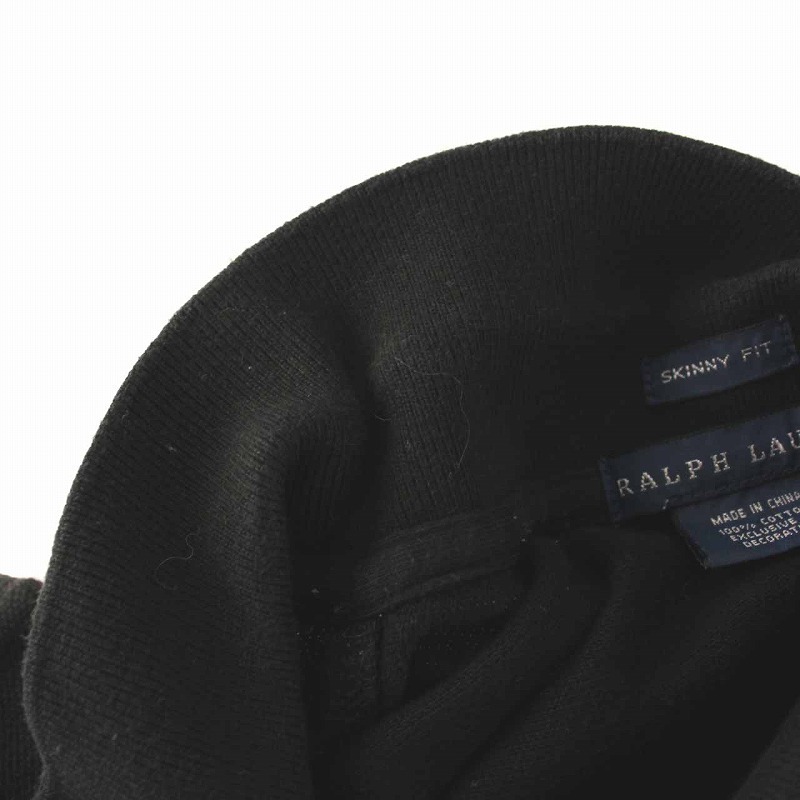 ラルフローレン RALPH LAUREN ポロシャツ スキニーフィット 半袖 コットン ロゴ刺繍 M 黒 ブラック /YM レディース_画像6
