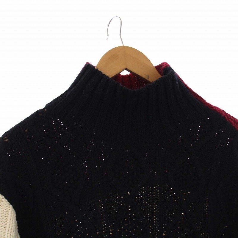 ファセッタズム FACETASM HIGH NECK ARAN SWEATER ハイネック アランセーター ニット 長袖 5 L 黒 白 赤 PIPPA-KN-U04 /KH メンズ_画像4