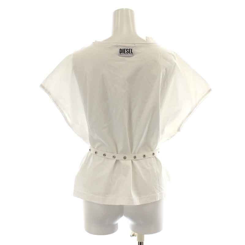  diesel DIESEL T-shirt cut and sewn French sleeve short sleeves crew neck belt XS white white /NW24 lady's 