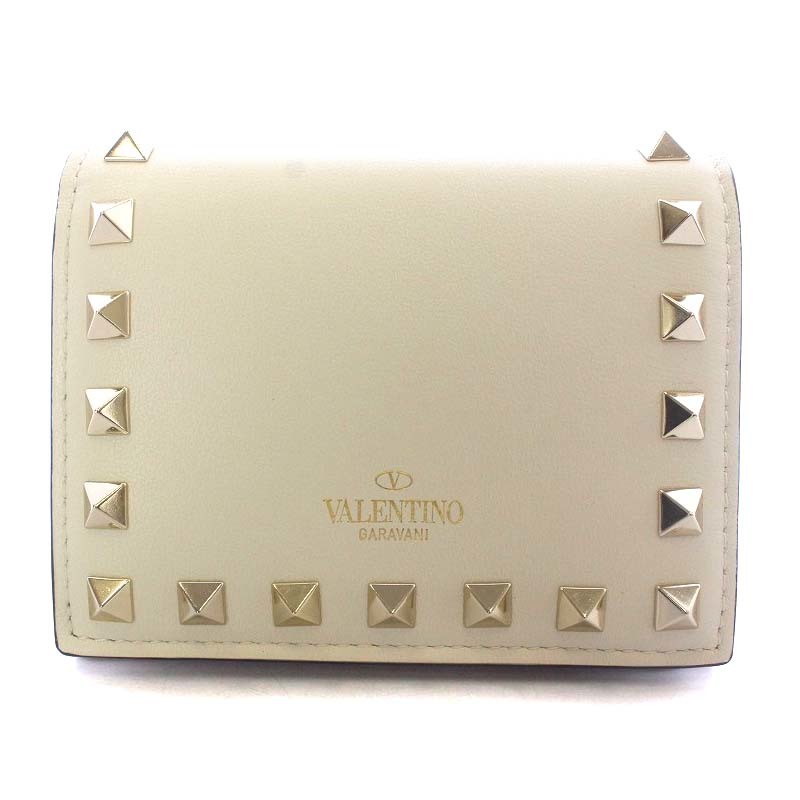 ヴァレンティノ ヴァレンチノ VALENTINO ロックスタッズ スモール ウォレット 財布 二つ折り レザー 白 ホワイト XW2P0P39B0L