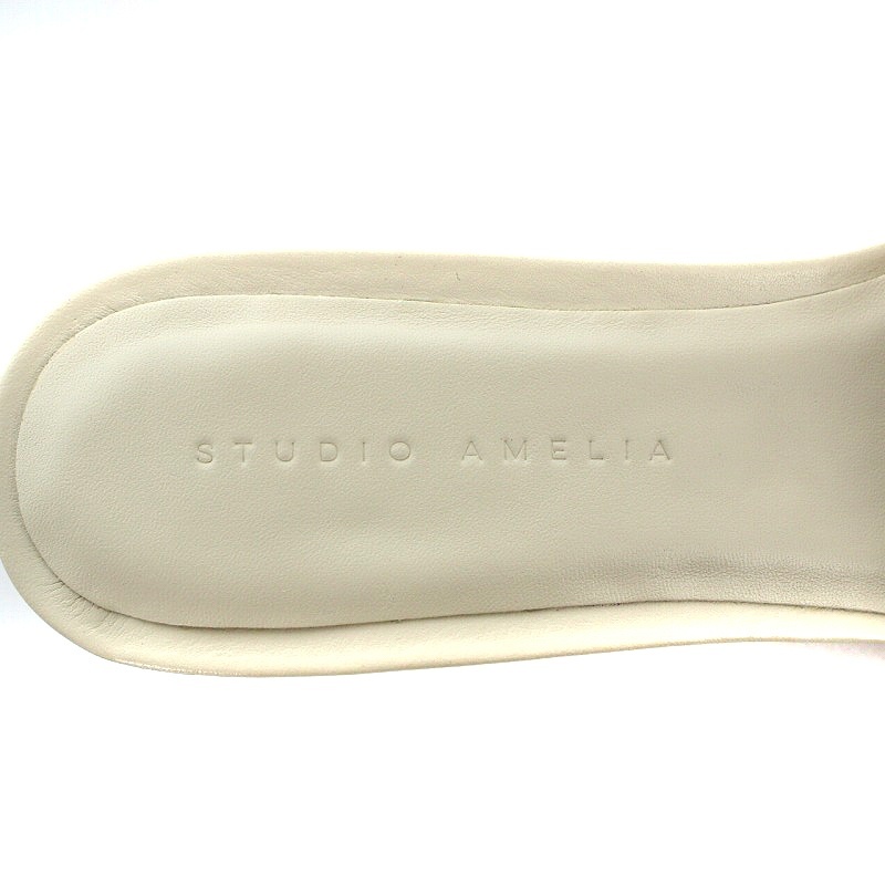 スタジオアメリア Studio Amelia ミュール サンダル レザー 39 26cm 白 ホワイト /AK33 レディース_画像3