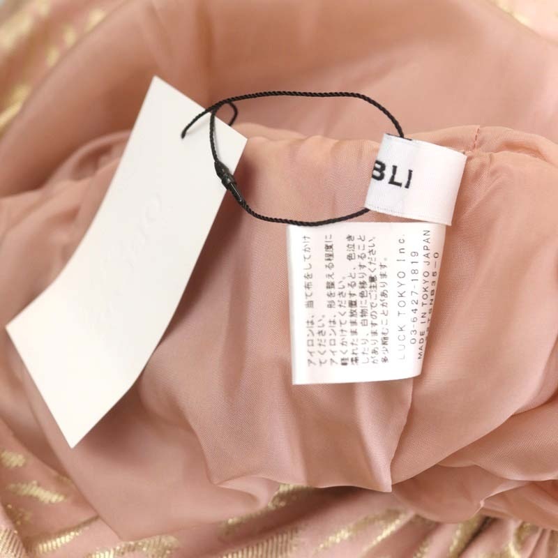 未使用品 オブリ OBLI レオパードスカート ギャザー フレア ロング ラメ 0 ピンク ゴールド色 /HS ■OS ■SH レディース_画像4
