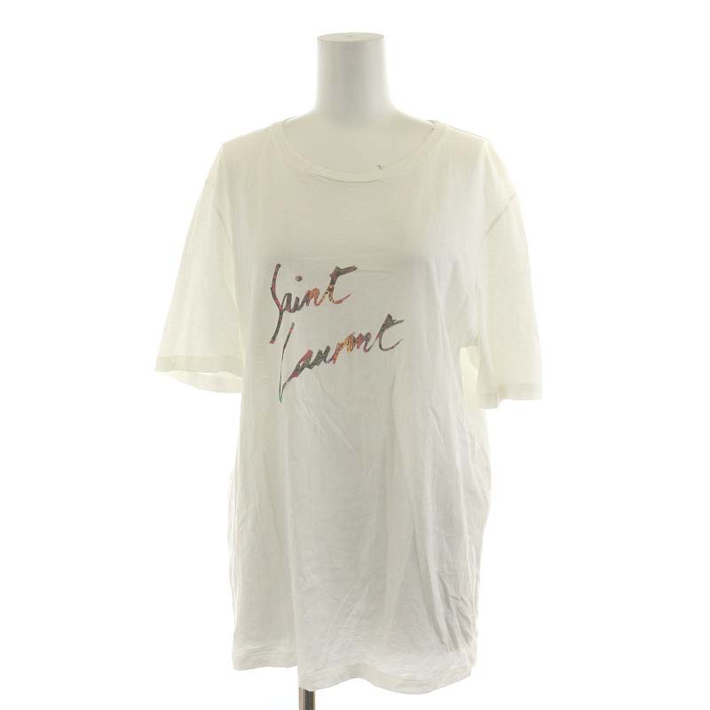 サンローラン パリ SAINT LAURENT PARIS 18SS Tシャツ カットソー 半袖 ロゴプリント 白 ホワイト 553378 /AN26 レディース
