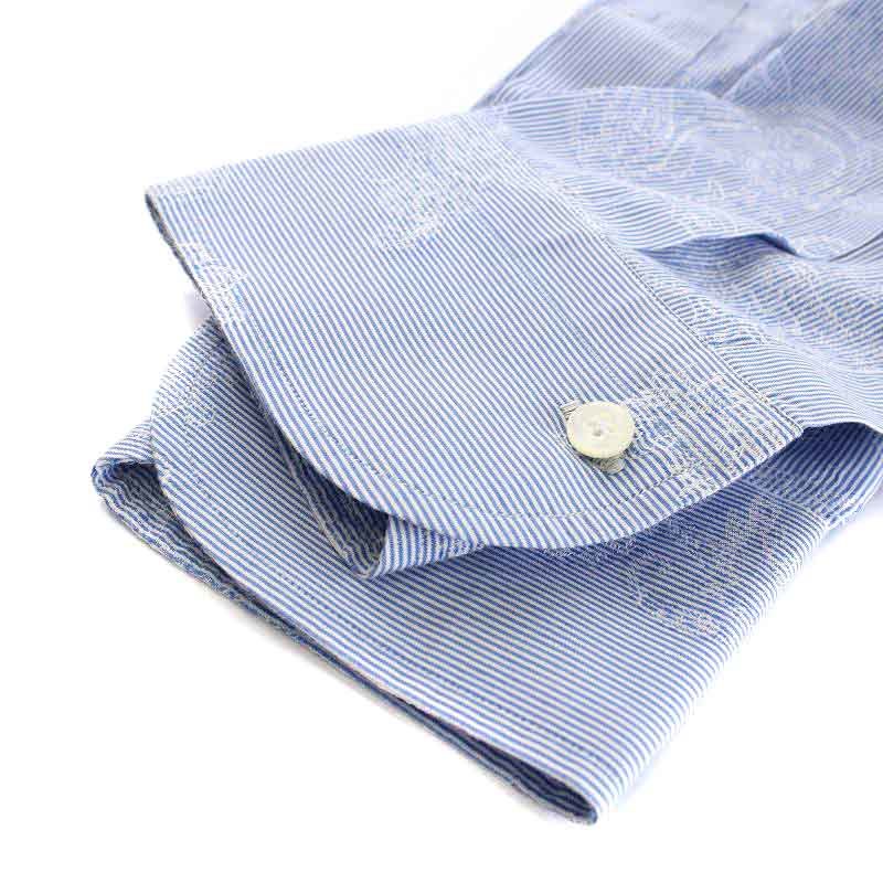  Etro ETRO shirt dress shirt long sleeve stripe total pattern 38 M blue blue white white /NW21 men's 