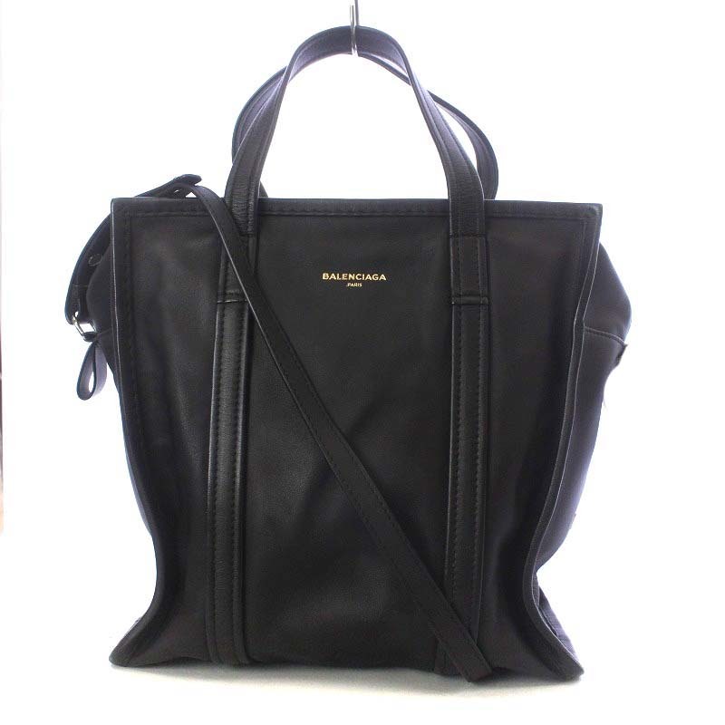  Balenciaga BALENCIAGA 443096ba The -rushopa-2WAY большая сумка сумка на плечо наклонный .. кожа чёрный черный 