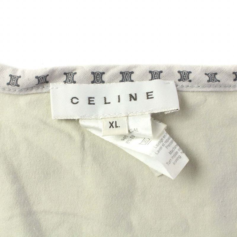 セリーヌ CELINE ヴィンテージ マカダム刺繍 Tシャツ カットソー 半袖 クルーネック ロゴ XL アイボリー /XZ ■GY18 レディース_画像4