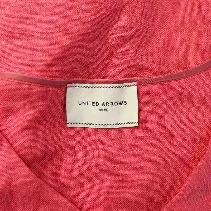 ユナイテッドアローズ UNITED ARROWS セットアップ ブラウス タイトスカート フレンチスリーブ ひざ丈 36 S ピンク /AT2 レディース_画像4