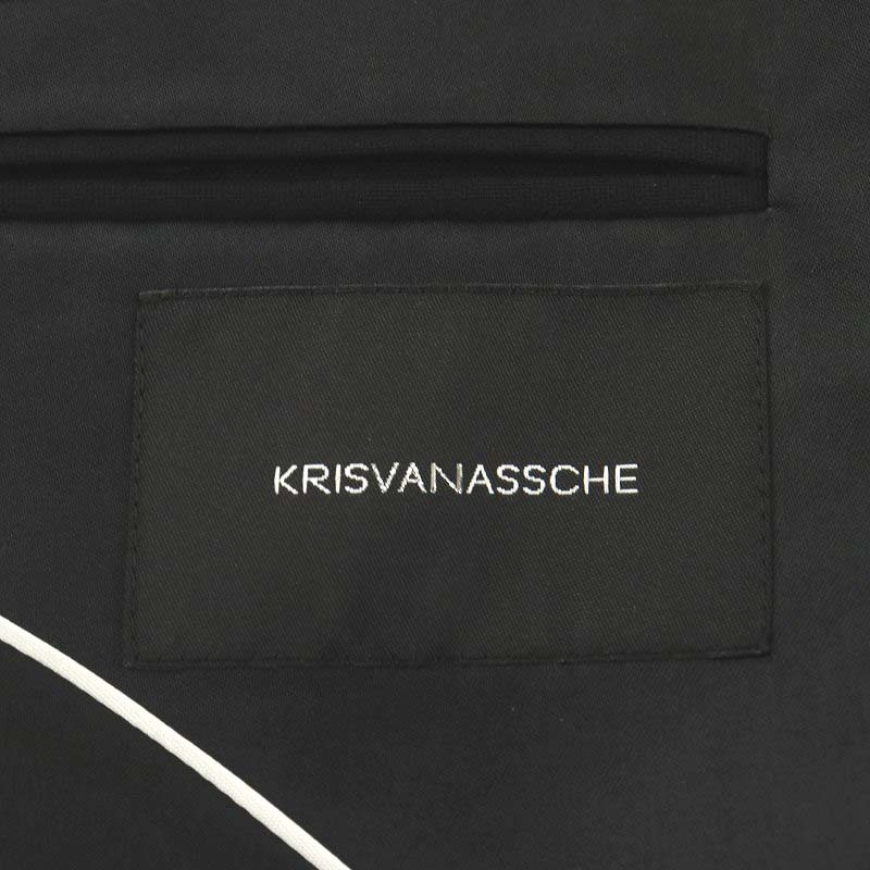 クリスヴァンアッシュ KRIS VAN ASSCHE スモーキングジャケット テーラードジャケット ブレザー シングル ウール 46 M 黒_画像3