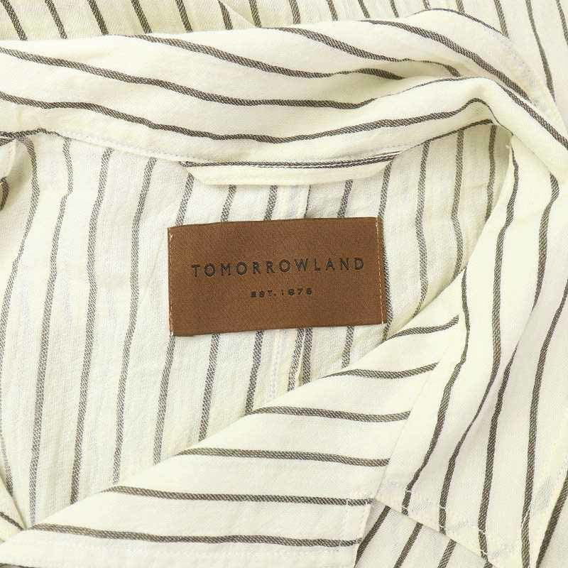 トゥモローランド TOMORROWLAND シャツ 長袖 薄手 ストライプ柄 M アイボリー /AT18 レディース_画像4