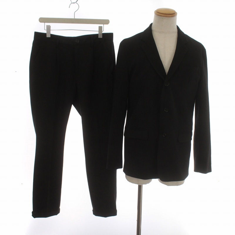 ミスターオリーブ MR.OLIVE セットアップ スーツ テーラードジャケット シングル パンツ スラックス センタープレス L 黒 M-18342