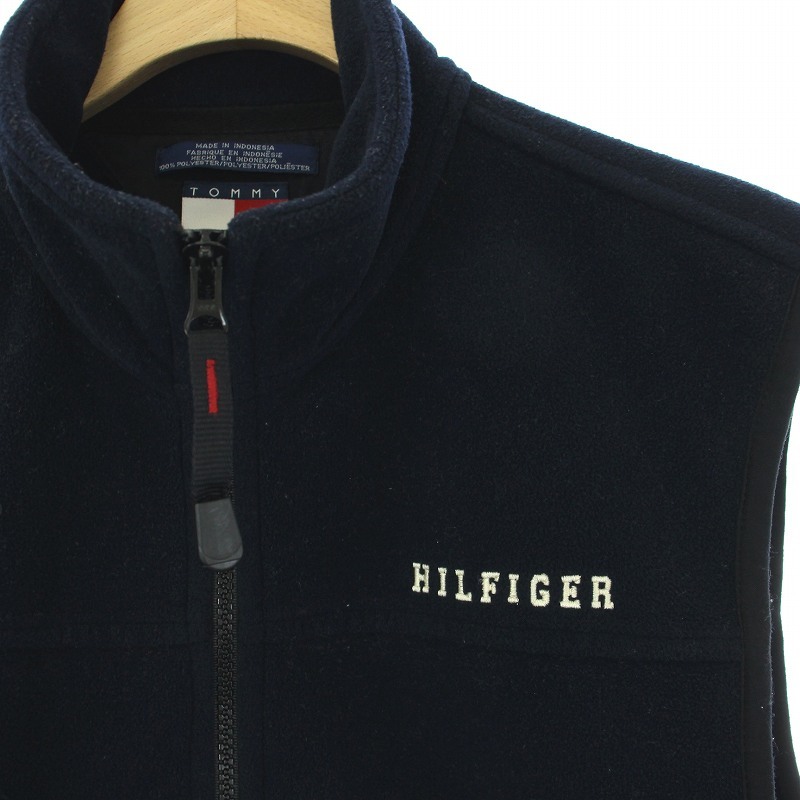 トミーヒルフィガー TOMMY HILFIGER ベスト フリース ジップアップ ロゴ 刺繍 M 紺 ネイビー /TK メンズ_画像4