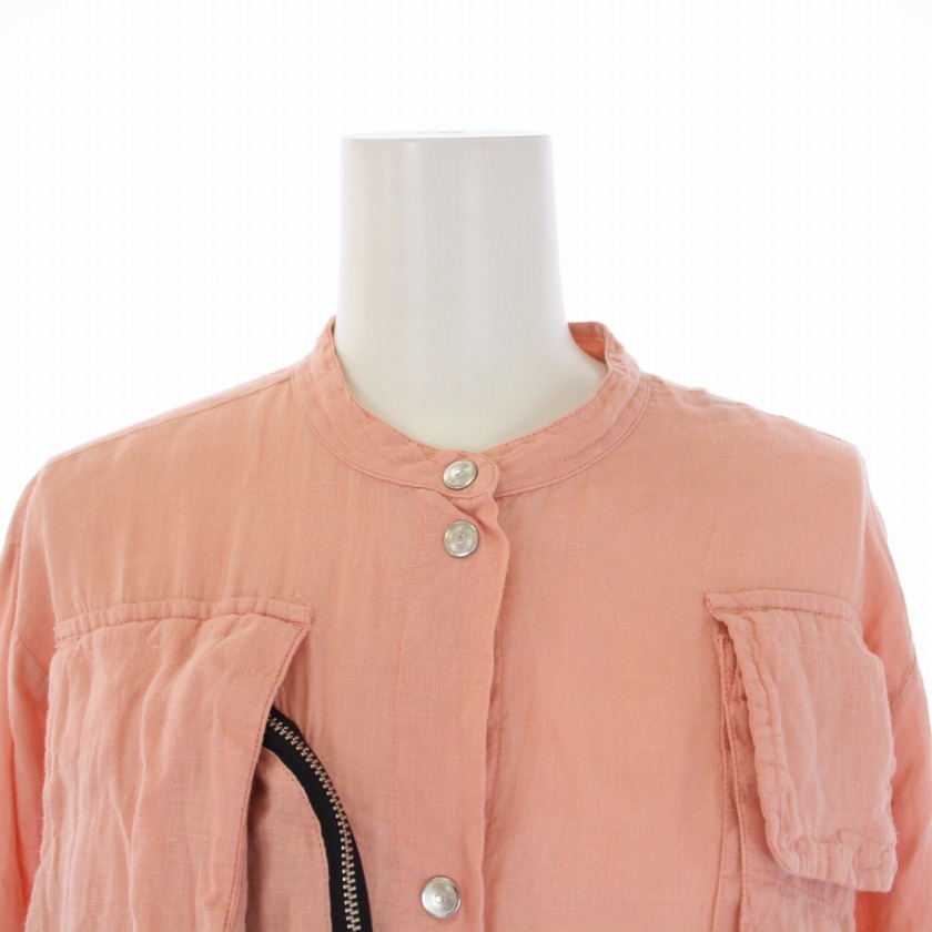  diesel DIESEL shirt blouse long sleeve band color linenXS pink /BM lady's 