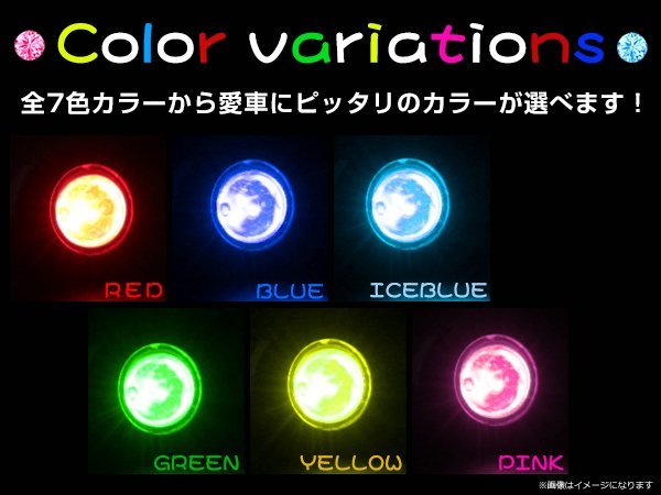 12V 超小型 イーグルアイ LED 18mm スポットライト アイスブルー/水青 常時点灯 防水仕様！ブラックボディ 牛目 4個セット_画像6