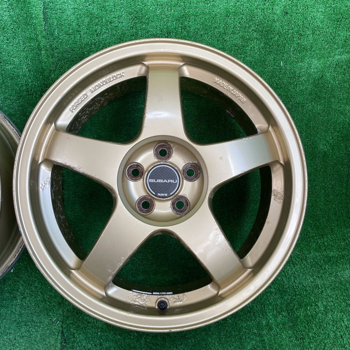 925☆希少☆SUBARU STi 純正ホイール 17×7J +55 100 5穴 4本 軽量 鍛造 純正オプション アルミホイール レガシィ インプレッサ BRZ_画像5