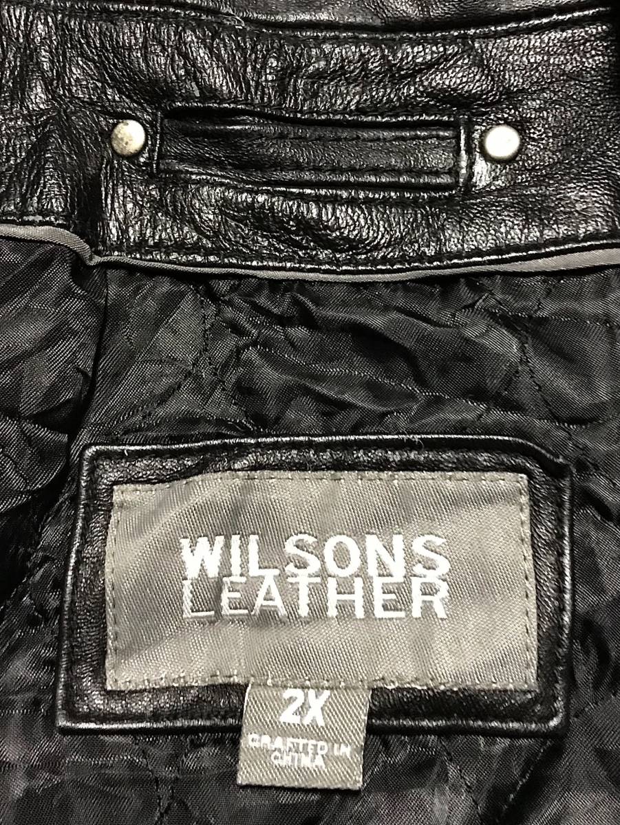 即落送料無料★ WILSONS LEATHER ウィルソンズ 柔らか革 レザー ジャケット コート 大サイズ 2XL ビッグシルエット ライダース  ミリタリー