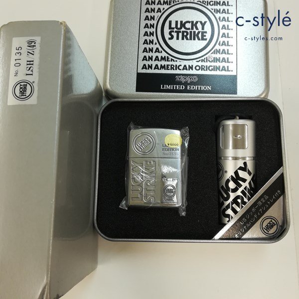 I859a [未使用品] ZIPPO ジッポー LUCKY STRIKE LIMITED EDITION No.0135 オイルライター アルミハンディアッシュトレイ付き | その他 R_画像1