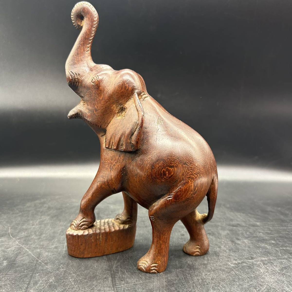 象の置物　木彫り　アンティーク　オブジェ　Z3-20_画像2