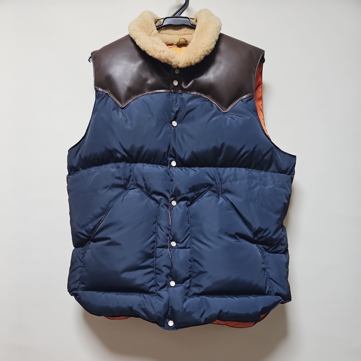 Rocky Mountain Featherbed ロッキーマウンテンフェザーベッド　ダウンベスト　40　紺×茶　日本製　35summers _画像1