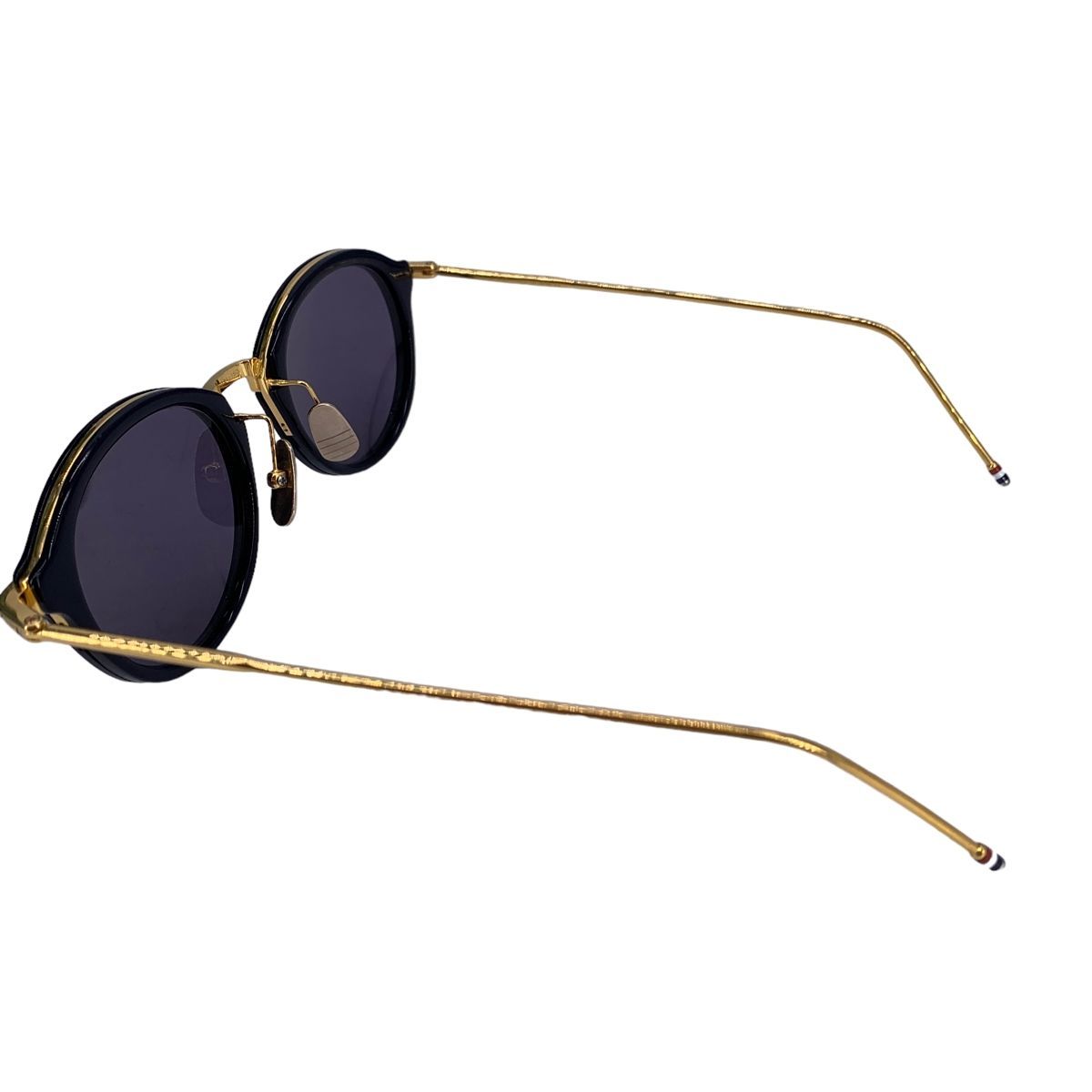 [ б/у ] THOM BROWNE Tom Brown солнцезащитные очки TB-011-F-T 49 размер золотой . темно-синий с футляром 22031519 MK