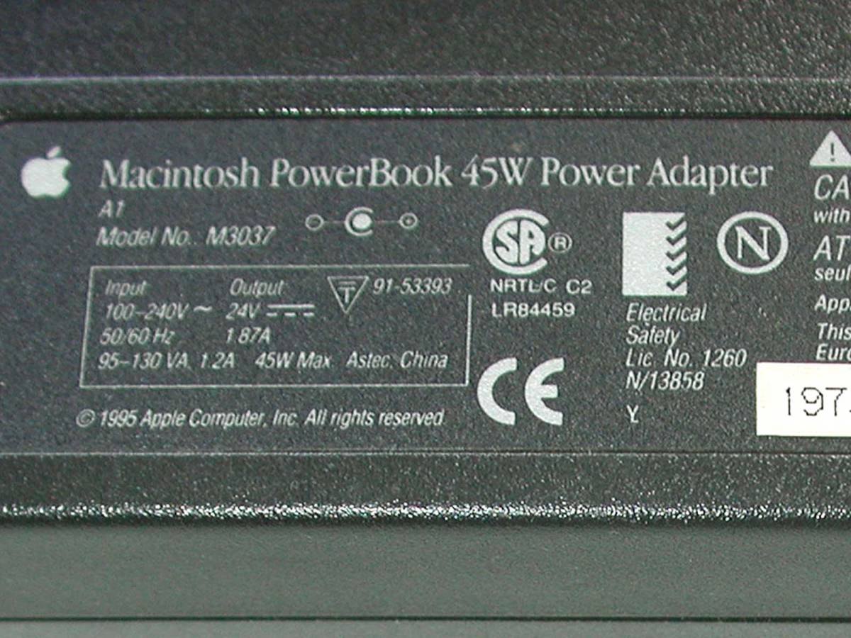 Macintosh PowerBook AC Adapter Apple original AC adaptor 45W 5300CS 1400 190CS power supply adaptor 