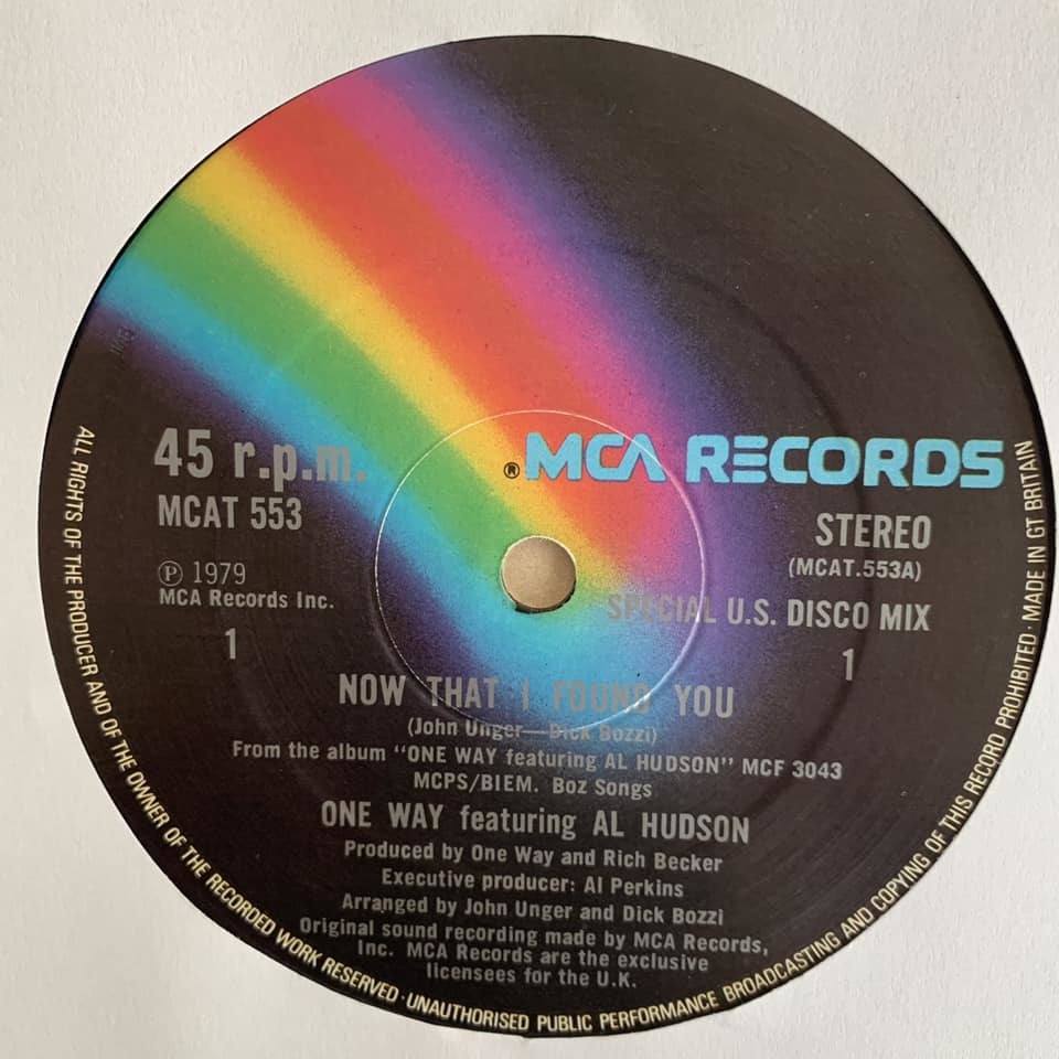 ◆ One Way Featuring Al Hudson - Now That I Found You (Special US Disco Mix)◆12inch UK盤 N.Y DISCOヒット!!の画像3