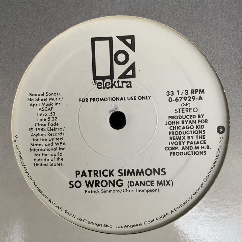 ◆ Patrick Simmons - So Wrong ◆12inch US盤 Promo ディスコヒット!!_画像1