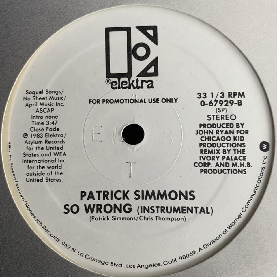 ◆ Patrick Simmons - So Wrong ◆12inch US盤 Promo ディスコヒット!!_画像2