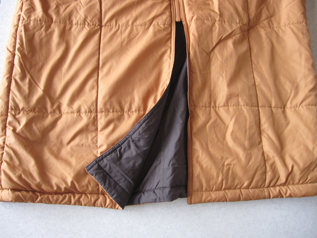 RENAULT BIS レディース　中綿入り　ロングコート　ブラウン　茶色　レンガ色　キャロットオレンジ色　9号_ファスナーのあき止まりから裾まで37cm