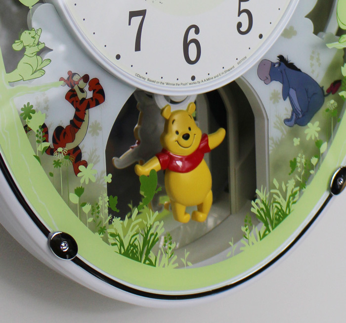 プーさん ディズニー 掛け時計 電波時計 からくり時計 ホワイト プーさん ディズニー 掛け時計 電波時計 からくり時計 ホワイト