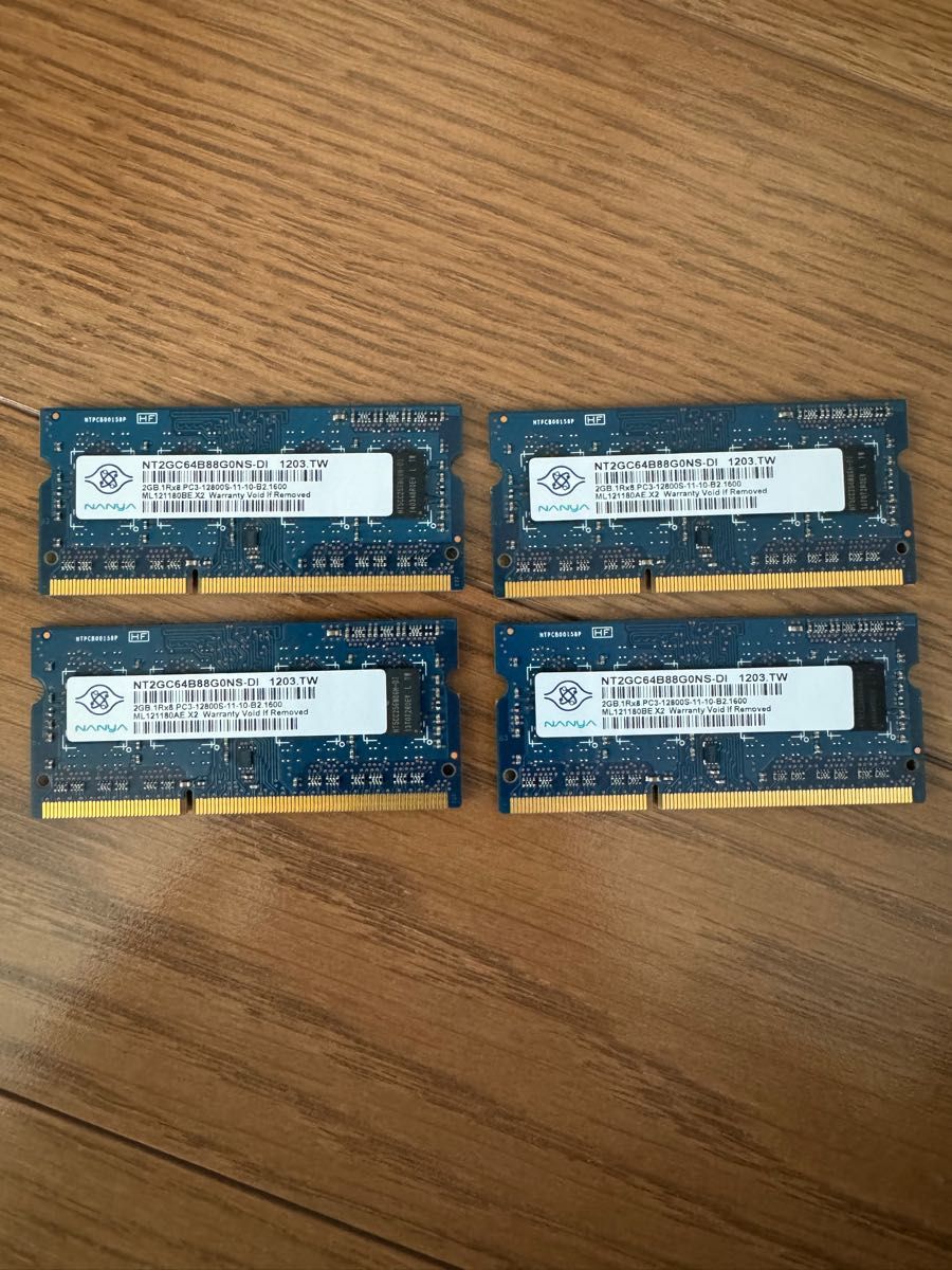 ノートPC メモリ　2GB 4枚　 PC3-12800S