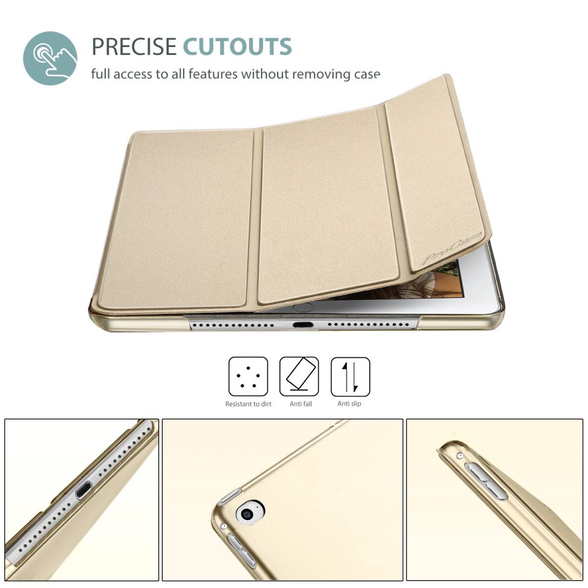 【新着商品】ProCase iPad mini 4 ケース スマート 超スリム スタンド フォリオ保護ケース 半透明フロスト バッの画像3