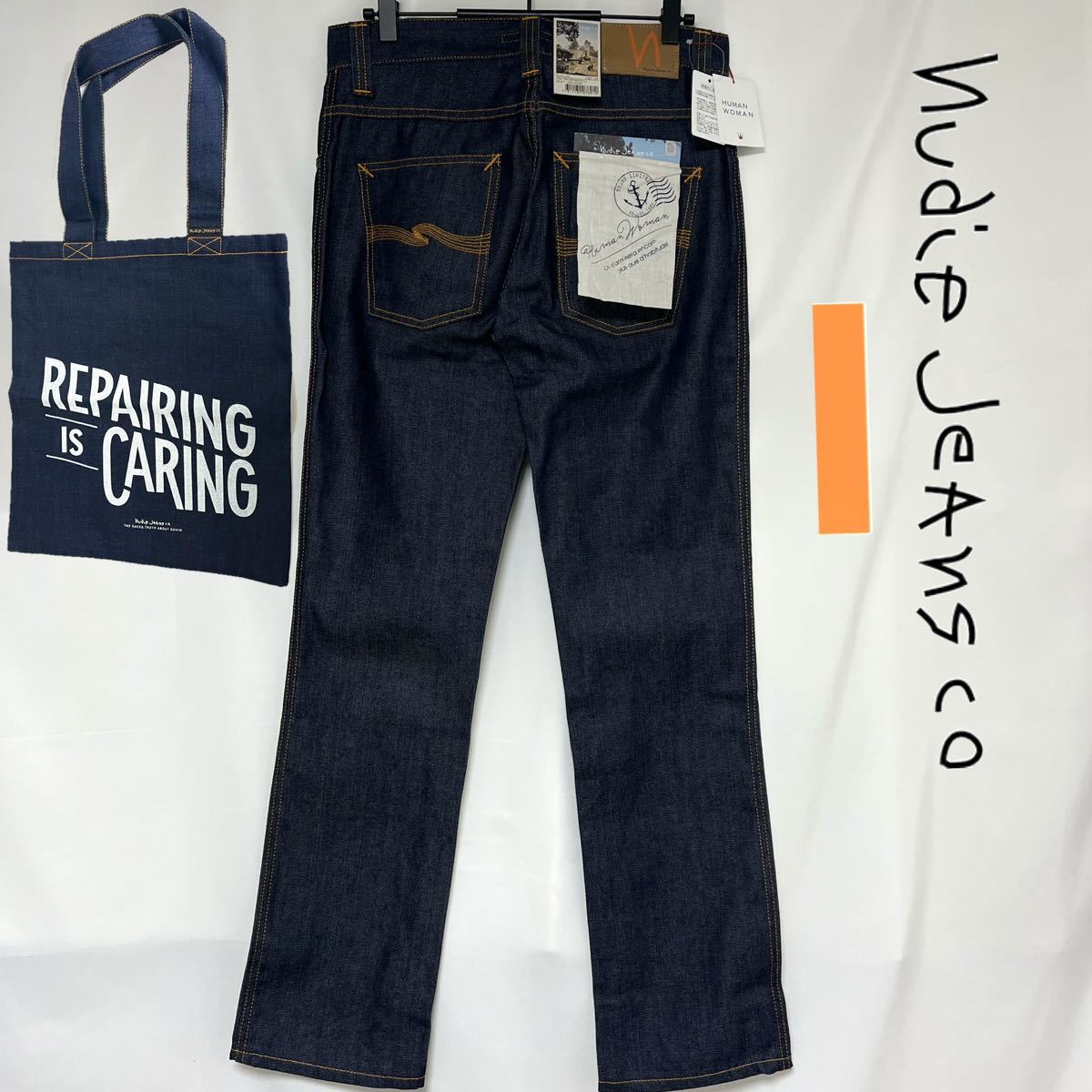 タグ・バッグ付きNudie Jeans × HUMAN WOMAN ヌーディージーンズ 別注 SLIM JIM スリムジム デニム パンツ イタリア製 ジーンズ W30