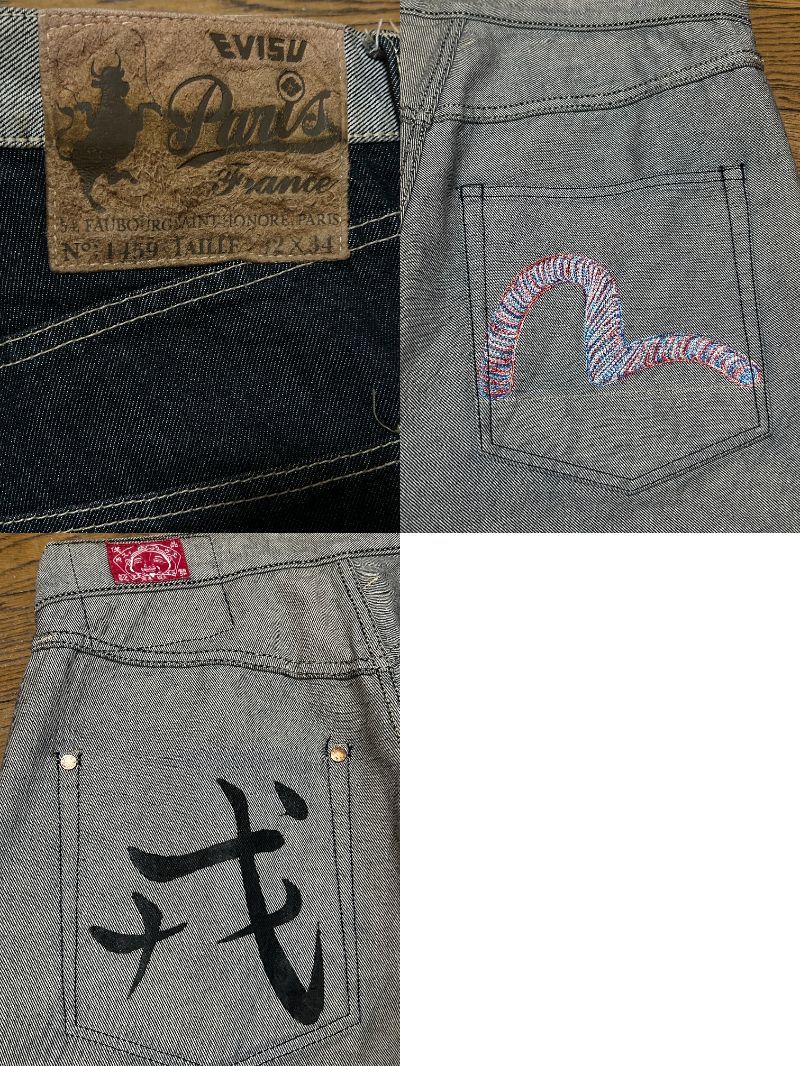 ※EVISU PARIS エヴィス エビスパリス リバーシブル カモメ刺繍 デニムパンツ 濃紺 32 　 　　　　　 BJBC.AJ_画像10