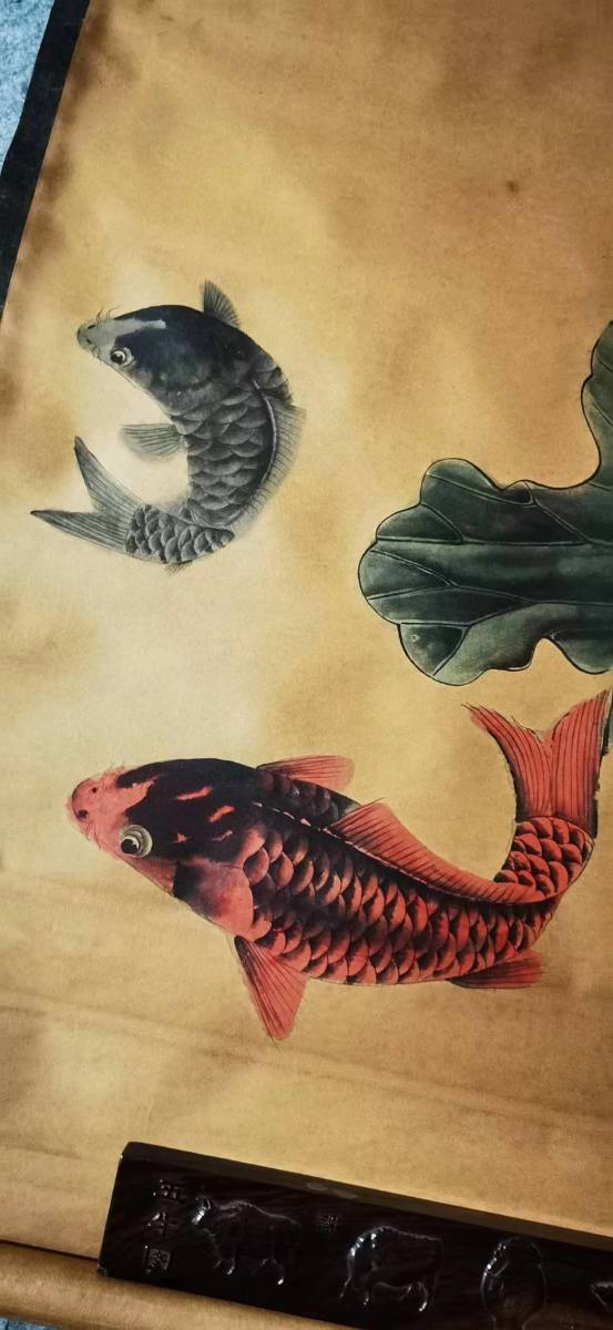 M 珍品 旧蔵 中国古画作者斉白石 【聚宝風水 連年余り 】魚が水を得るように 国画 中国古美術品 珍品 旧蔵 賞品 置物 時代物 s6-122802_画像6