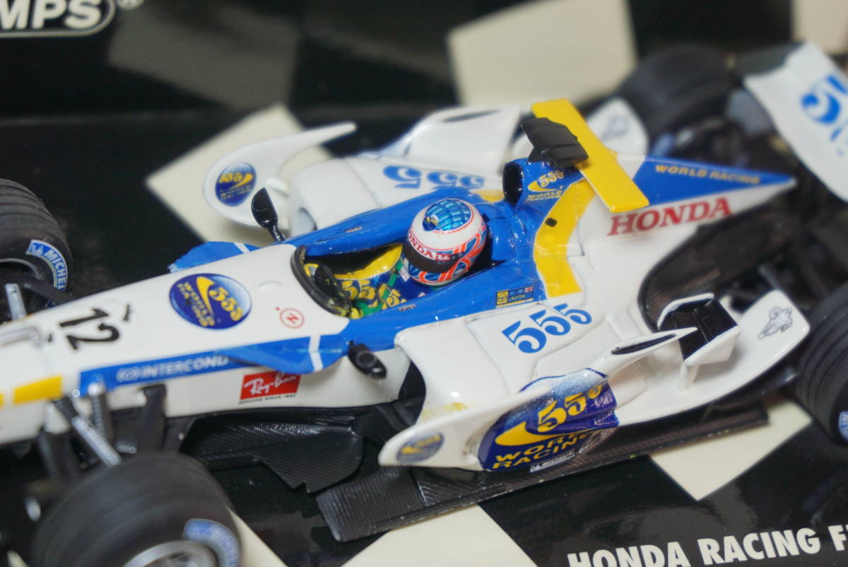 1/43 555 中国GP 再現仕様 バトン MINICHAMPS HONDA RA106 #12 BUTTON 2006 ホンダ RA 106 China shanghai 上海 タバコデカール加工の画像9