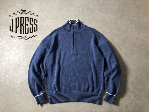 J.PRESS●ハーフジップ コットン ニット ドライバーズ ニット セーター●Jプレス_画像1