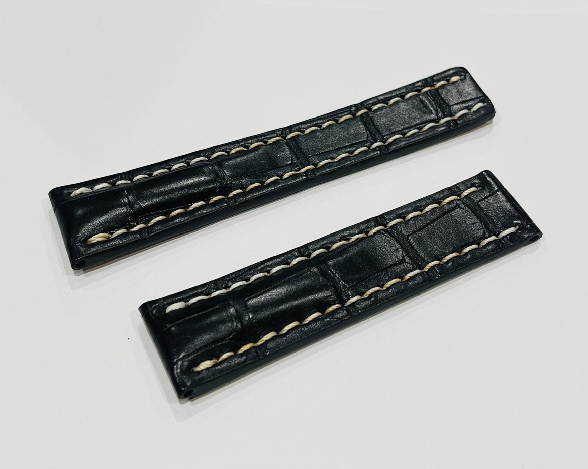  free shipping # Breitling original crocodile belt 20-18 millimeter black length 110-80 millimeter D buckle correspondence # unused goods 