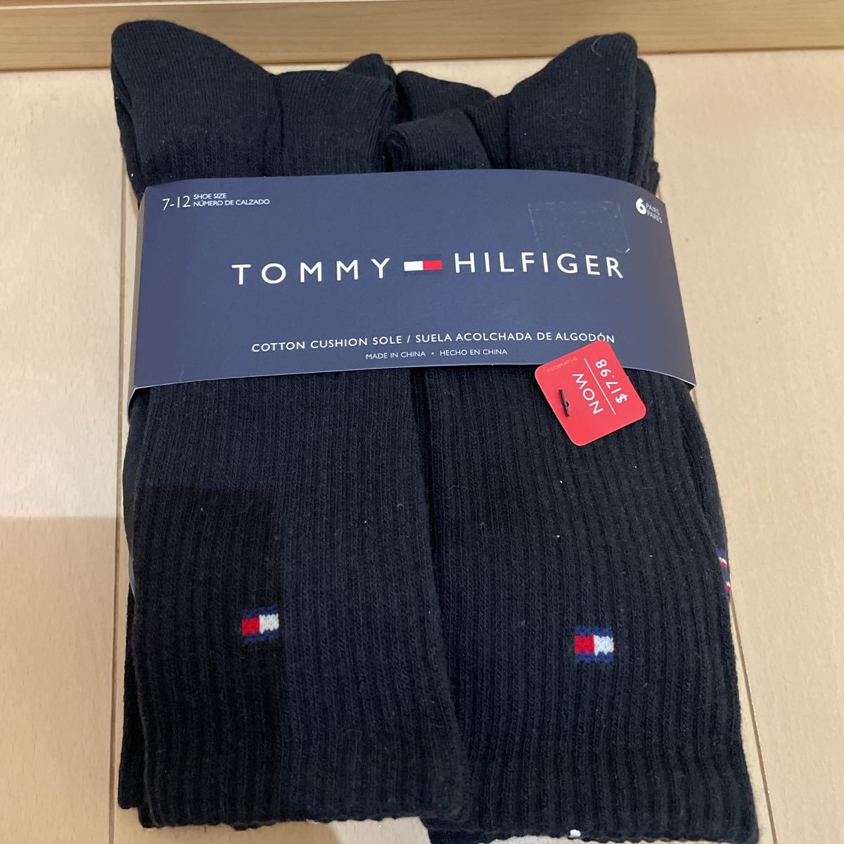 送料無料　未使用　TOMMY HILFIGER トミーヒルフィガー　ソックス 靴下 6足セット　SHOE サイズ　7-12 メンズ_画像1