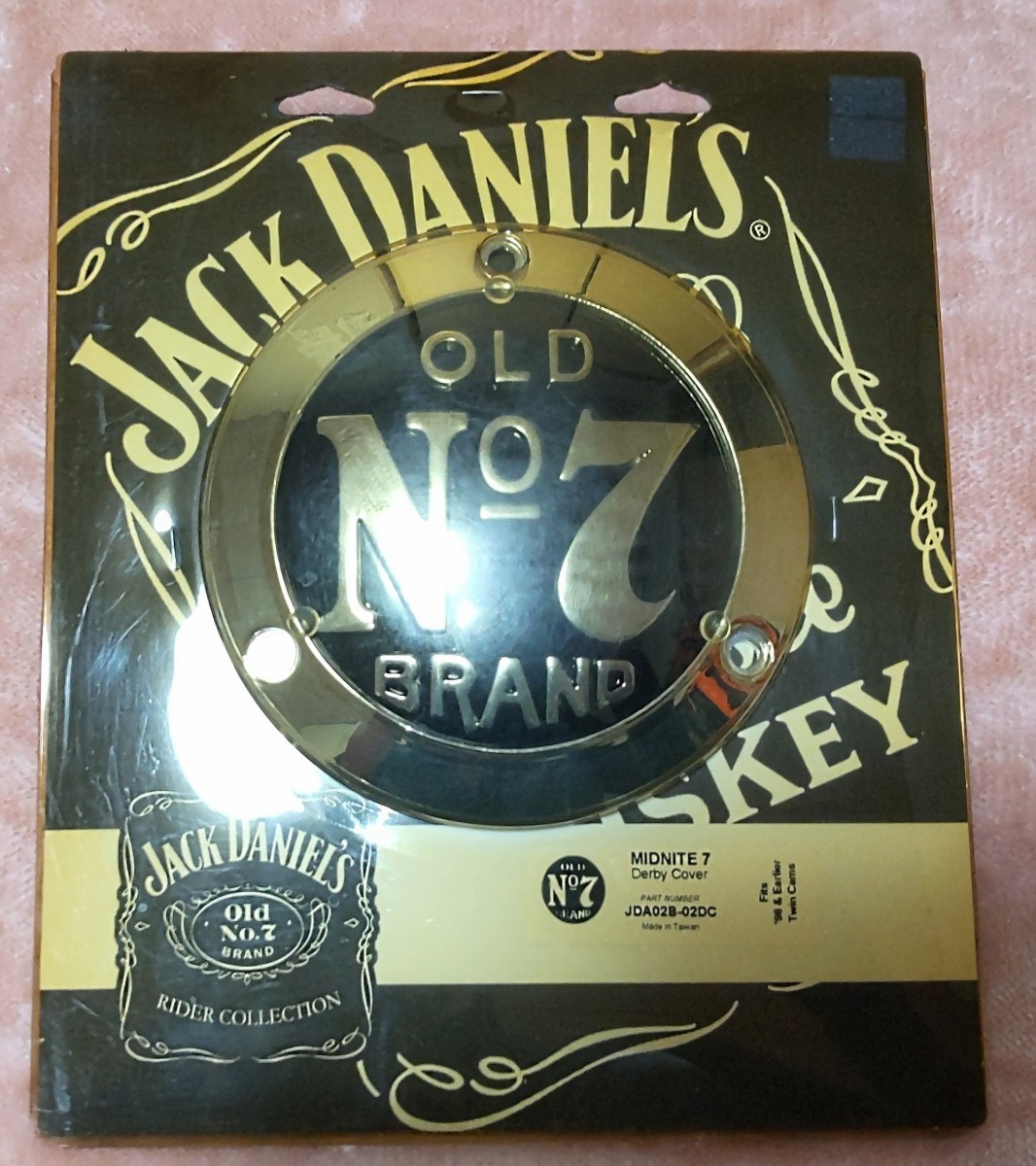 Jack Daniels ジャックダニエル ハーレーダビッドソン(~1998/3穴) No.7ダービーカバー クロームメッキ／艶ありブラック その1_画像1