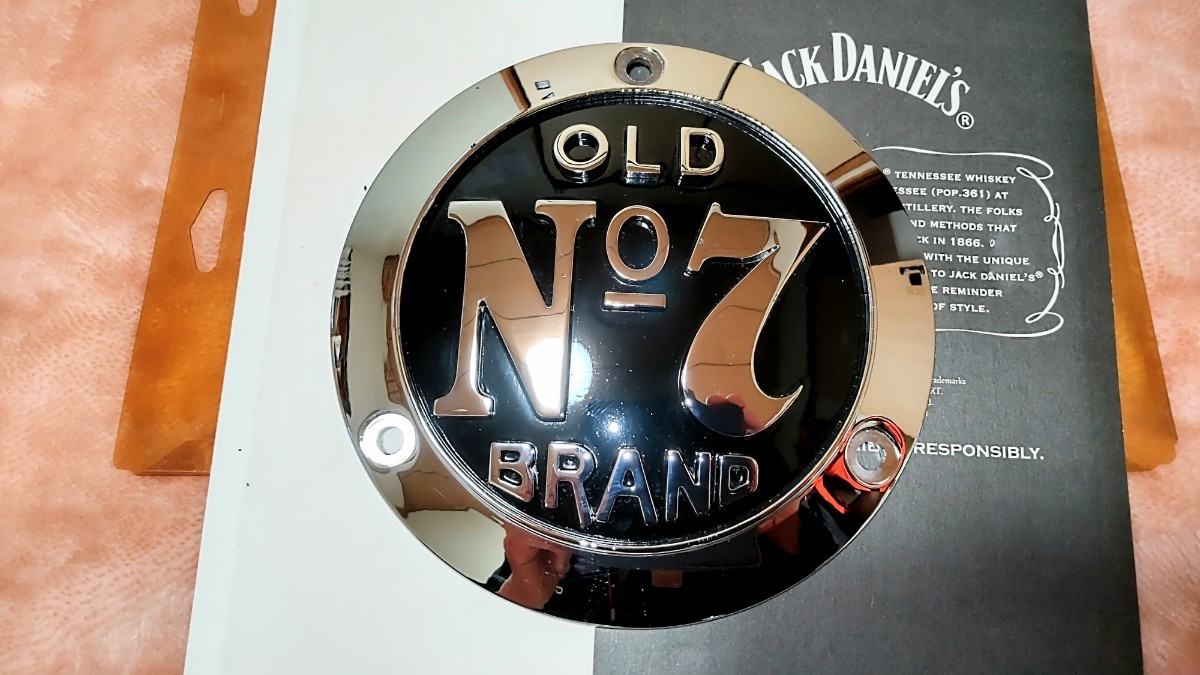 Jack Daniels ジャックダニエル ハーレーダビッドソン(~1998/3穴) No.7ダービーカバー クロームメッキ／艶ありブラック その1_画像3