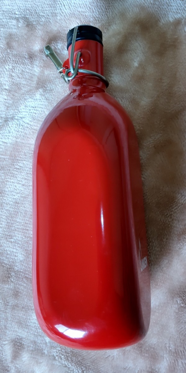  Spain Vintage flask LAKENla- ticket aluminium red color bottle 