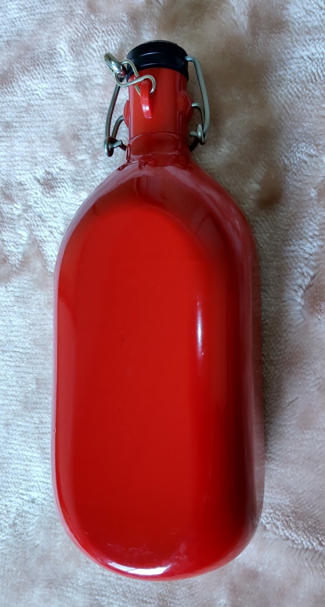  Spain Vintage flask LAKENla- ticket aluminium red color bottle 