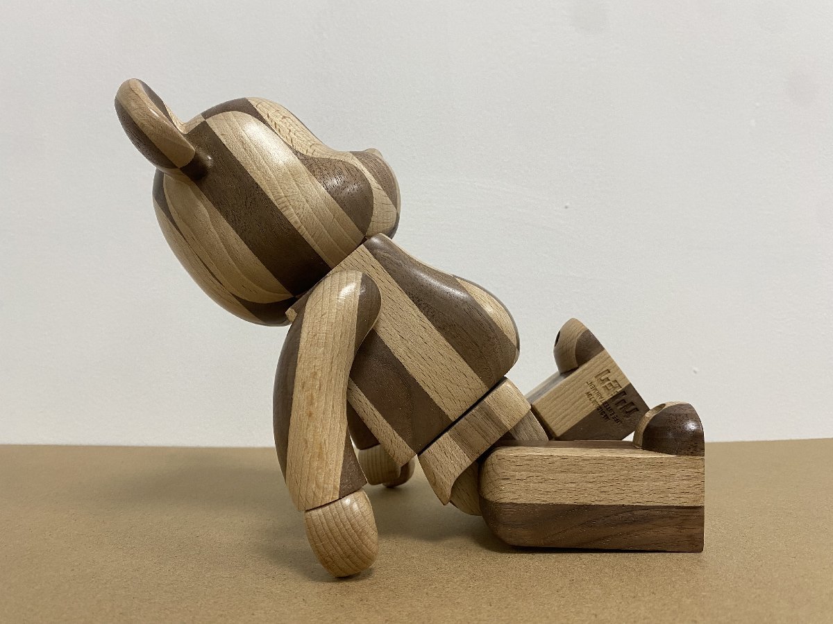 BE@RBRICK KARIMOKU x 400% by MEDICOM TOY ベアブリック carved wooden 置物 ■ 中古 ■ 美品 ■ 箱付き X2_画像7