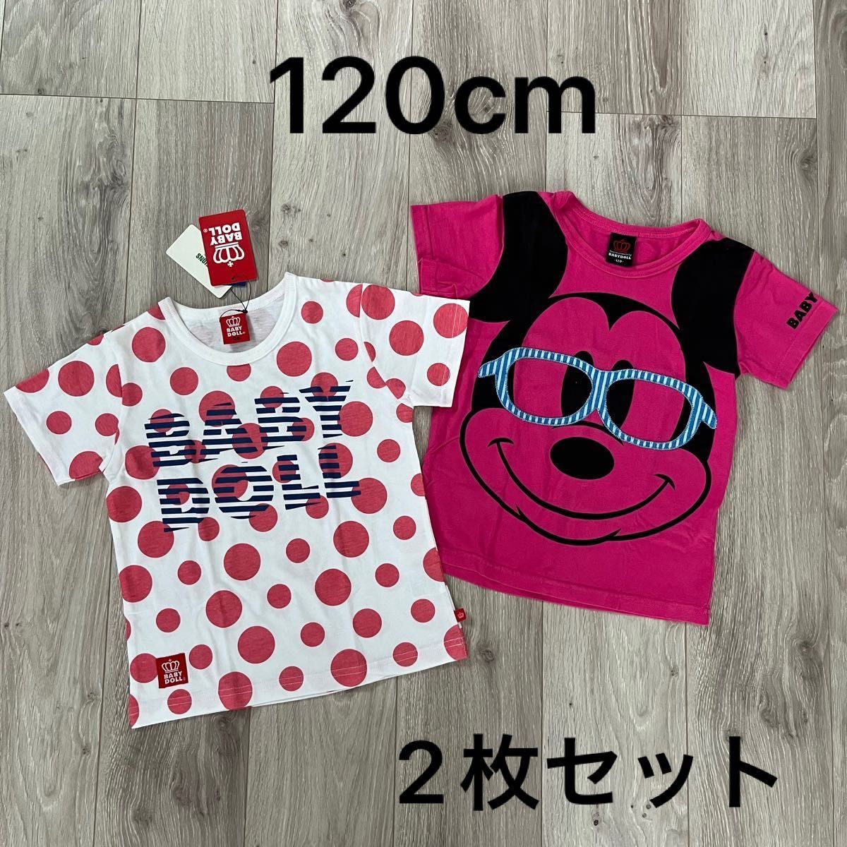 120cm ベビードール　2枚セット  半袖Tシャツ  トップス　新品タグ付あり　まとめ売り