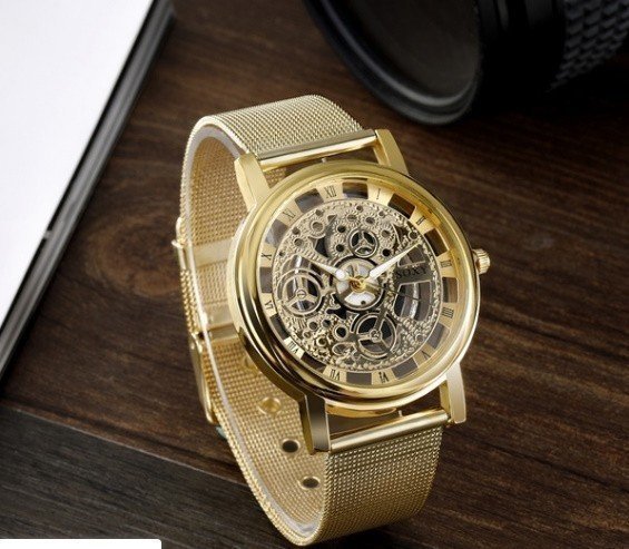 腕時計レロジオMasculin 中空クォーツ時計　ステンレススチールメッシュベルト　カジュアルメンズWXT1256_画像5