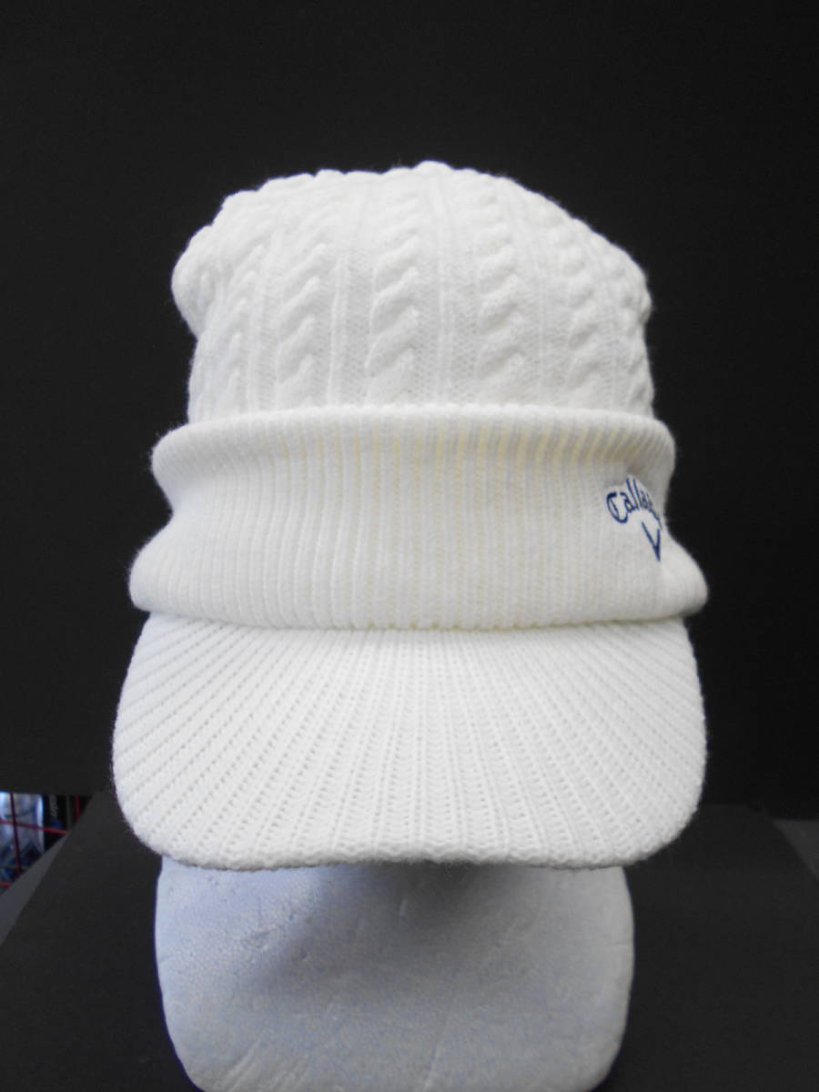  специальная цена * осень-зима NEW* Callaway Япония * кабель плетеный вязаная шапка ( с козырьком .)[ белый ]1 шт * женский 