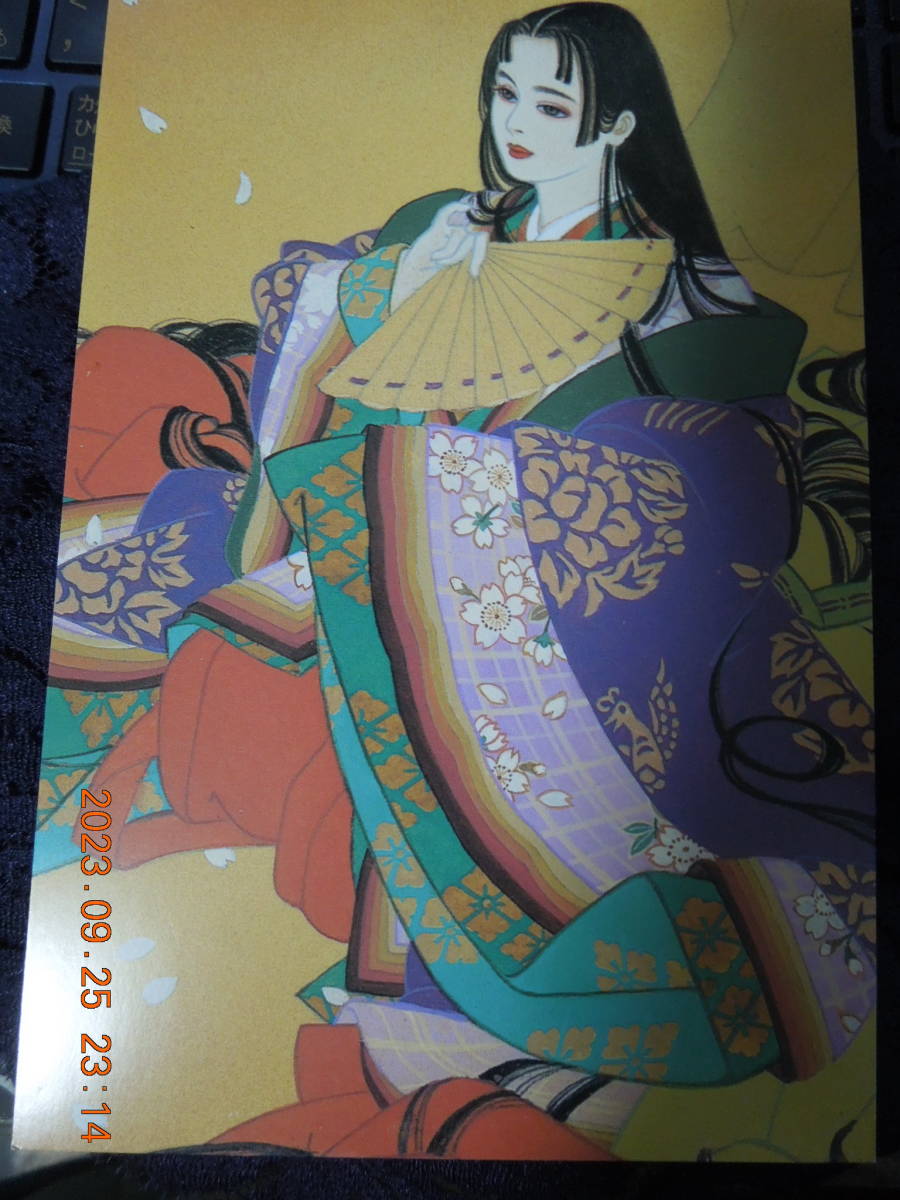 平安時代 女性 十二単 ポストカード / 和風 日本画 美人画 オリジナル / イラストカードの画像1