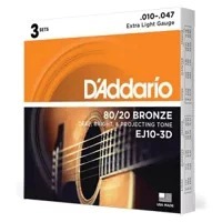 【アコースティックギター弦 3セット】 ダダリオ D'Addario EJ10-3D Extra Light 10-47 80/20 BRONZE 3セットパック お買い得 正規品_画像1