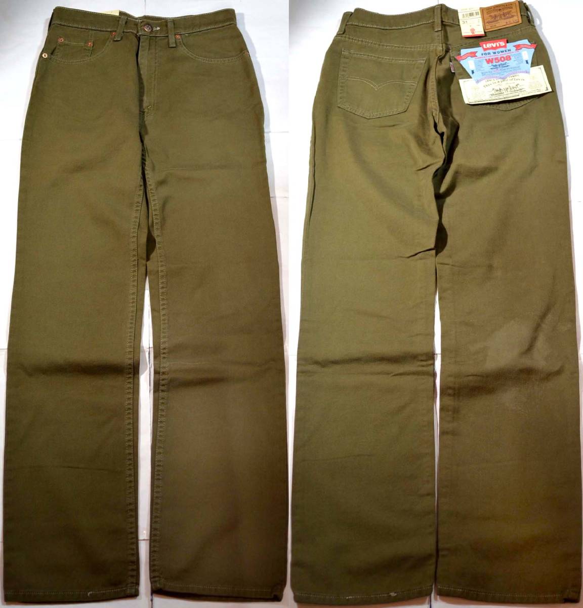 t16/LEVIS508 OLIVE ストレートパンツ デッドストック 新品 _画像3